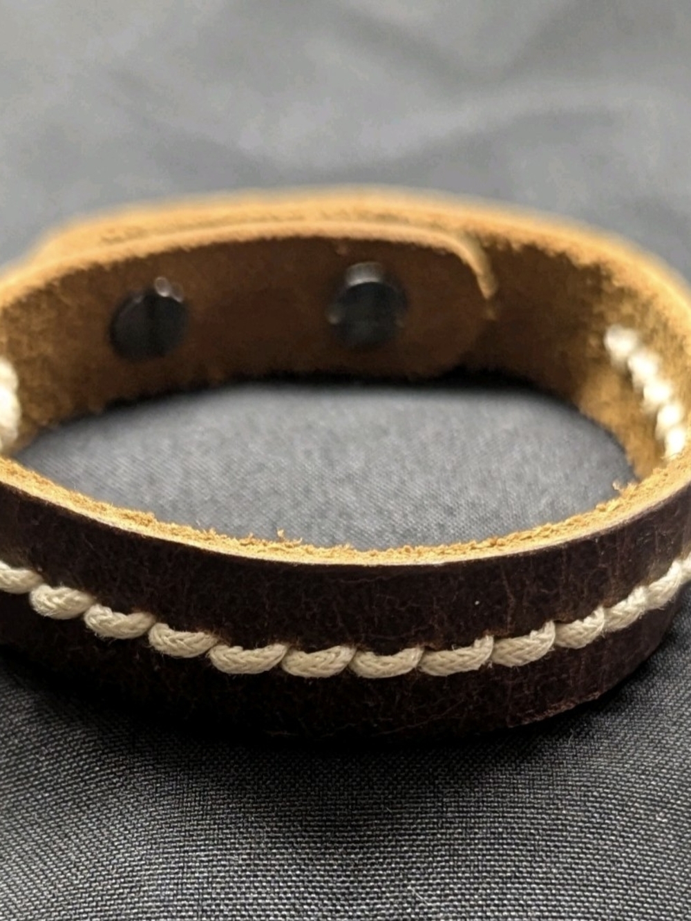 Unisex Brown Leather Braided Stitch Bracelet